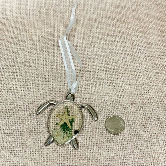 Silver Turtle Starfish In Resin Ornament - Picture 1 of 3